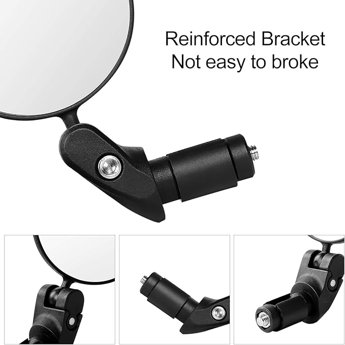 2 Pack Bicycle Rearview Mirror Bike Bar End Mirror Adjustable Bending Handlebar Bike Mirror Rotatable HD Bike Wide Angle Acrylic Convex Mirrors for Mountain Road Bicycle Moped Cycling