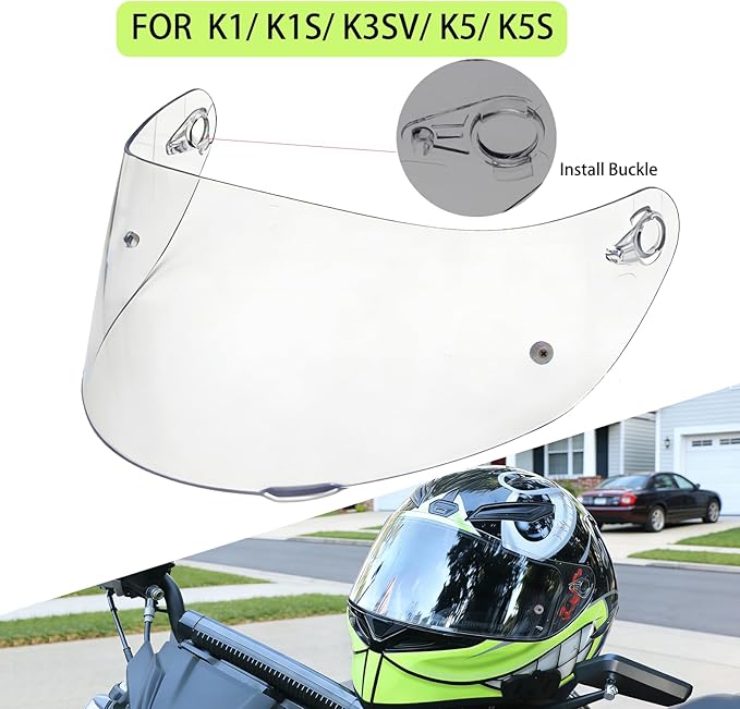 Motorcycle Helmet Visor for AGV K1 K1S K3SV K5 K5S, Anti-Scratch UV Protected Full Face Shield, High-Definition PC Lens,Day & Night Riding (Transparent)