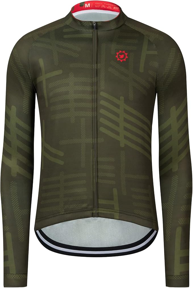 GCRFL Men's Cycling Jersey Long Sleeve Biking Shirt with 3+1 Zipper Pocket Breathable Quick Dry Bicycle Jersey