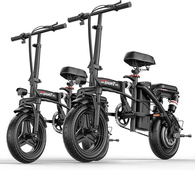 AZHAR Foldable Electric Bike for Adults Teens, 1200W Peak Motor, Up to 25 MPH, 45 Miles PAS Range, Dual Suspension, 14” Tires, 3-Speed Modes, Compact & Portable Electric Mini Bike, Commuting Ebike
