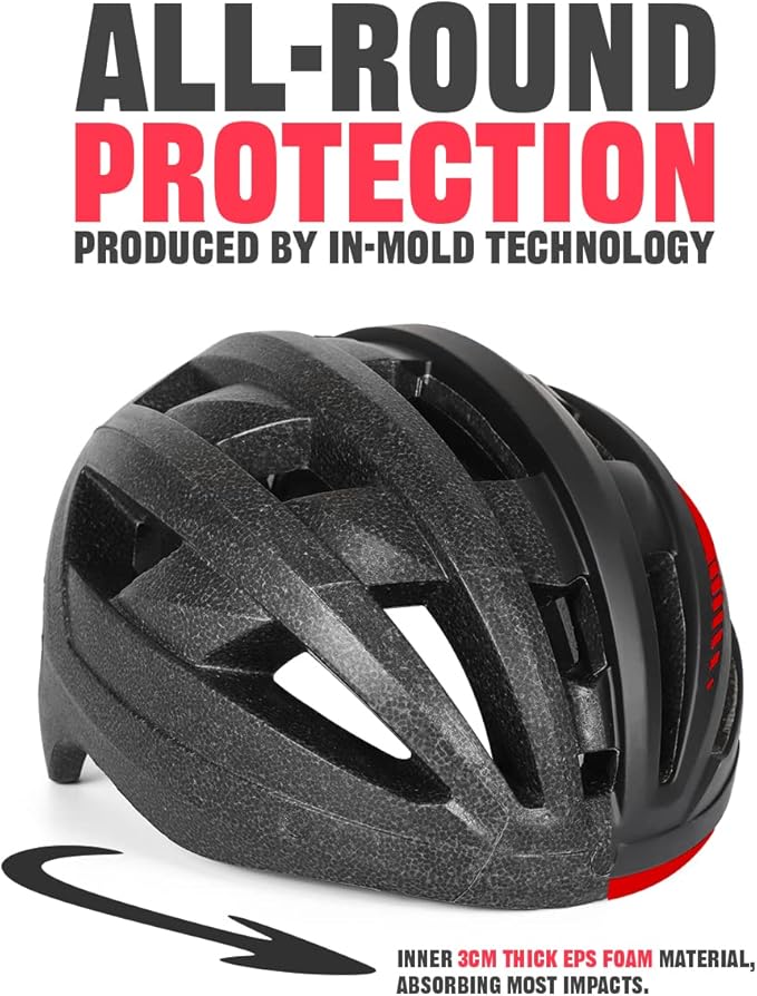 VICTGOAL Bike Helmet with USB Rechargeable Rear Light Detachable Magnetic Goggles Removable Sun Visor Mountain & Road Bicycle Helmets for Men Women Adult Cycling Helmets
