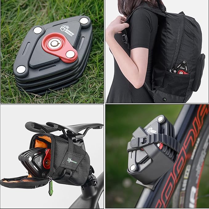 Folding Bike Lock with 2 Keys - Anti Theft Strong Security Bicycle Locks, Anti Drill & Pick Cylinder - Foldable Bike Lock with Mounting Bracket (2.8 ft/1.4lb)