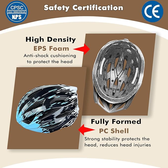 Road Bike Helmet Adult Men & Women, Adjustable Lightweight Design (22-24.5 Inches) - Vented, Removable Visor & Reflective White, for Day and Night Commuting & Sports | CPSC Certified