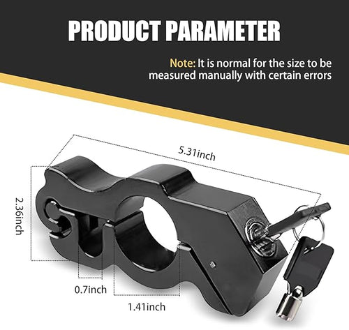 1 PC Motorcycle 5.32" x 2.36" Handlebar Brake Lock, Alloy Anti-Theft Waterproof Rust-Proof Roller Pin Lock Handlebar Lock, Modification Repair Accessory for Motorcycles, Bicycles (Black)