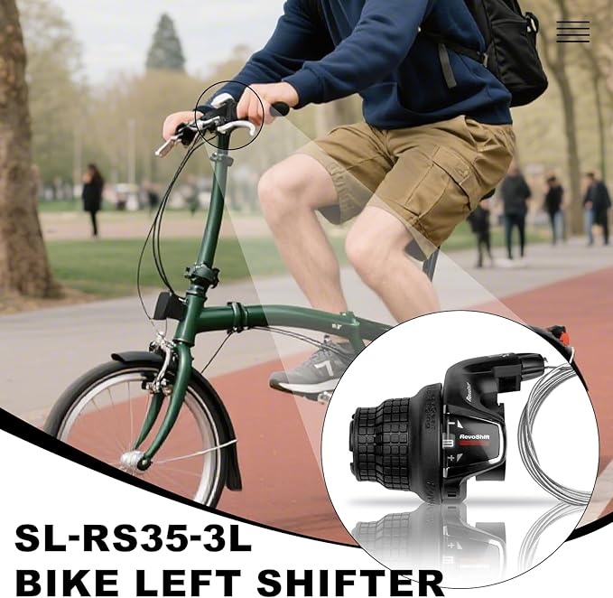 3 Speed Shifter SL-RS35-3L Bicycle Left Twist Shift Lever for Mountain Bike Commuter Bike Folding Bike