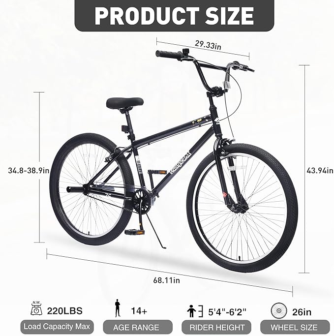Freestyle Teen Bike Double Disc Brakes 26 inch BMX Bike High-Aluminum/Carbon Steel Frame, for for Teen Bike and Adult Bikes, with 2 Pegs, Bicycles for Men and Women, Multiple Colors