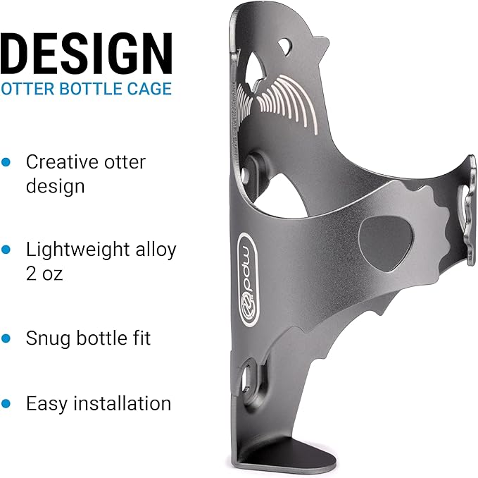 Portland Design Works Water Bottle Cage - Lightweight Water Bottle Holder for Bikes, Otter Cage, Gray