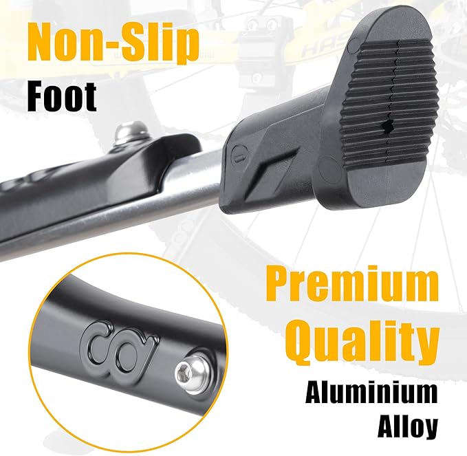 CyclingDeal Adjustable Rear Mount Bicycle Kickstand | Sturdy & Durable Bike Kickstand for 24-29" Adult & Kid Bicycles, MTB & 700C Road/Hybrid Bikes | Premium Quality Full Aluminium w/New Clamp Design