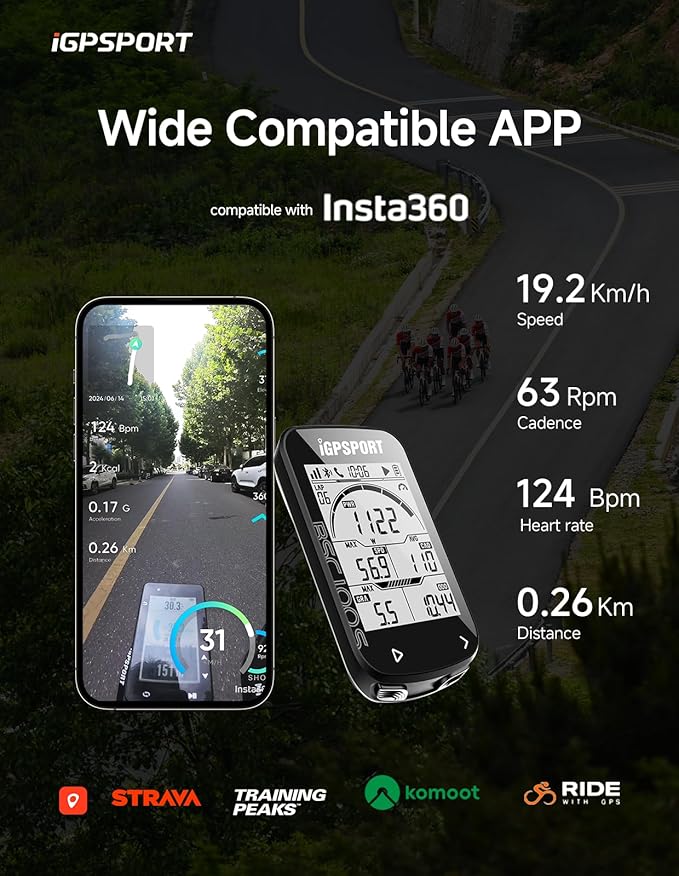 iGPSPORT BSC100S GPS Bike Computer Wireless, 2.6'' LCD Display 40H Rechargeable Waterproof Cycling Computer Bluetooth ANT+