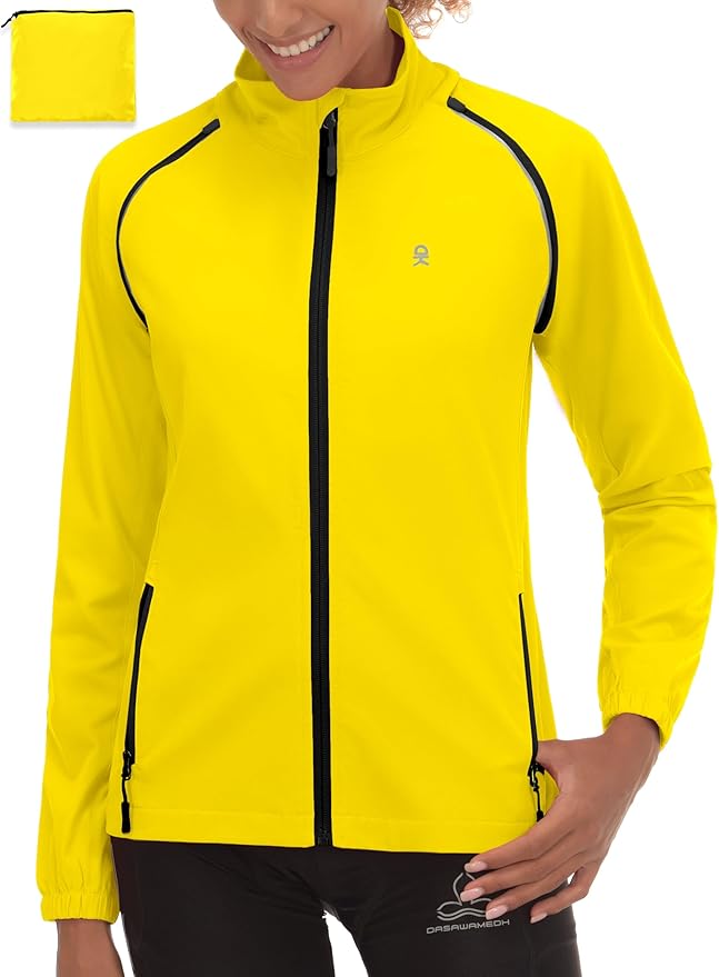 Little Donkey Andy Women's Lightweight Waterproof Cycling Jacket with Removable Sleeves for Biking Running Golf