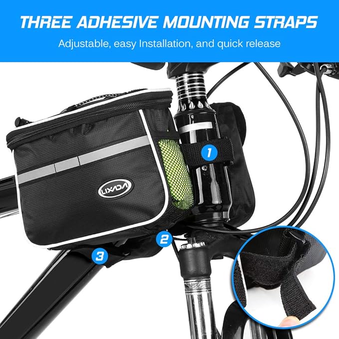 bike top tube bag, Cycling Bike Top Tube Bag with Rain Cover Waterproof Mountain Bicycle Front Frame Pannier Bag Pack