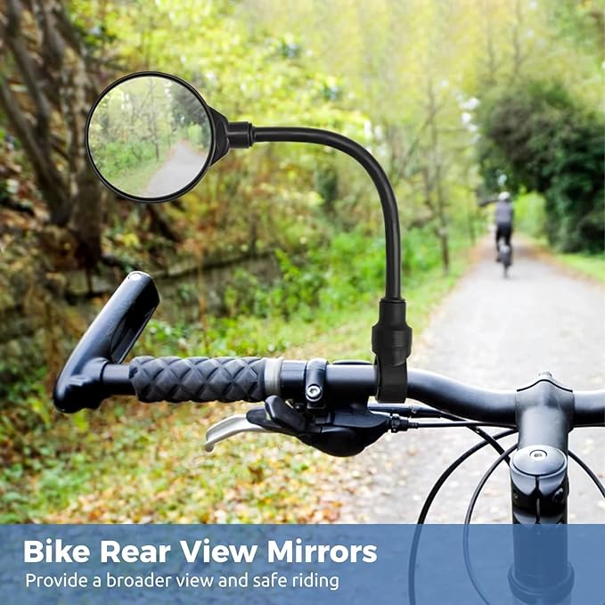 2PCS Bike Mirror Rear View Mirror 360°Rotatable Bicycle Mirrors for Handlebars,Adjustable Handlebar Wide Angle Safety Mirror for Mountain Road Bike E-bike