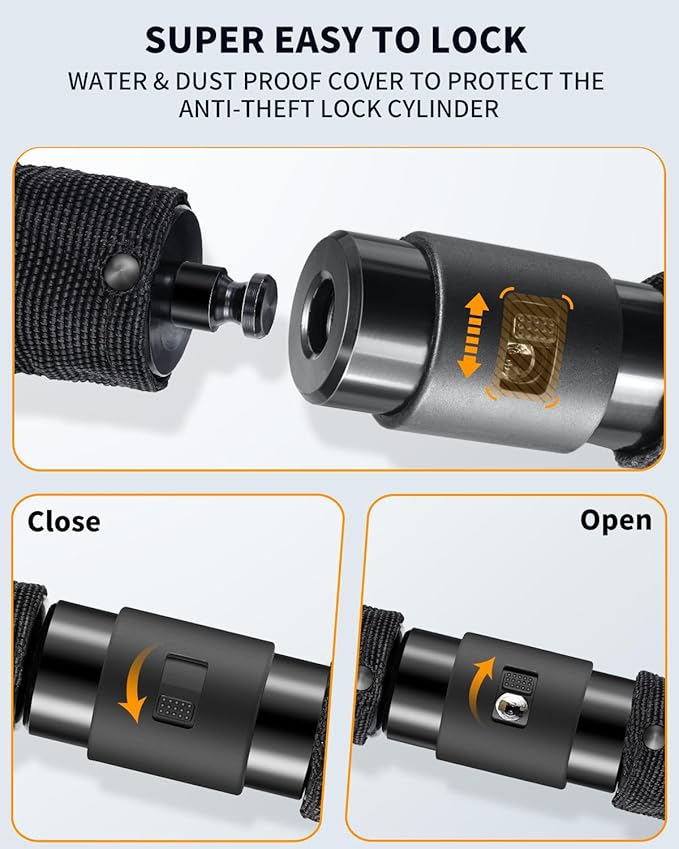 Sportneer Bike Lock: 8mm Thick High Security Anti Theft Bike Chain Lock with 2 Keys- 3.2/4ft Long Heavy Duty Anti-Cut Bicycle Lock for Bike, Motorcycle, Bicycle, Door, Gate, Fence, Grill