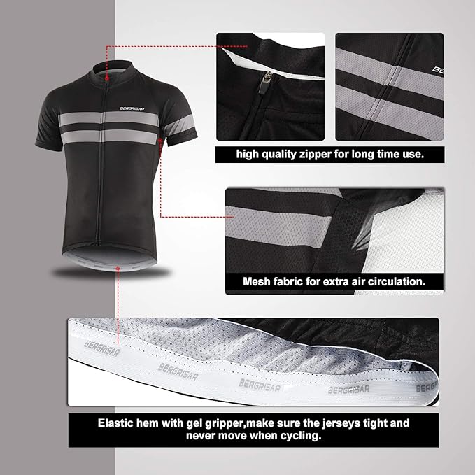 BERGRISAR Men's Cycling Jerseys Short Sleeves Bike Shirt
