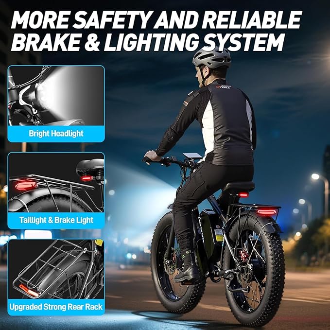 Peak 8000W 58V Max Output Dual Motor Ebike 40-47MPH Electric Bike for Adults 36AH Battery 105 Miles Range 24 Inch Fat Tire Electric Bicycles for Snow Off-Road Commuter Mountain E-Bike
