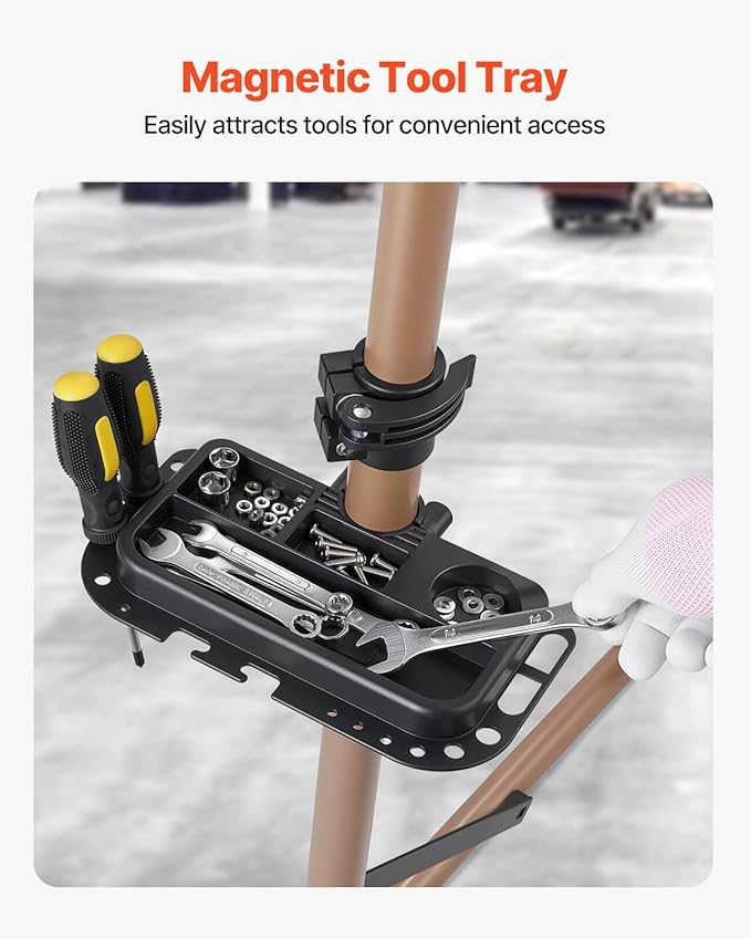 VEVOR Bike Repair Stand, 88 lb Heavy-duty Bicycle Work Stand with 41.3-59.8 in Adjustable Height & Magnetic Tool Tray, Foldable Bicycle Maintenance Rack, Shop Home Mechanics for Mountain & Road Bike