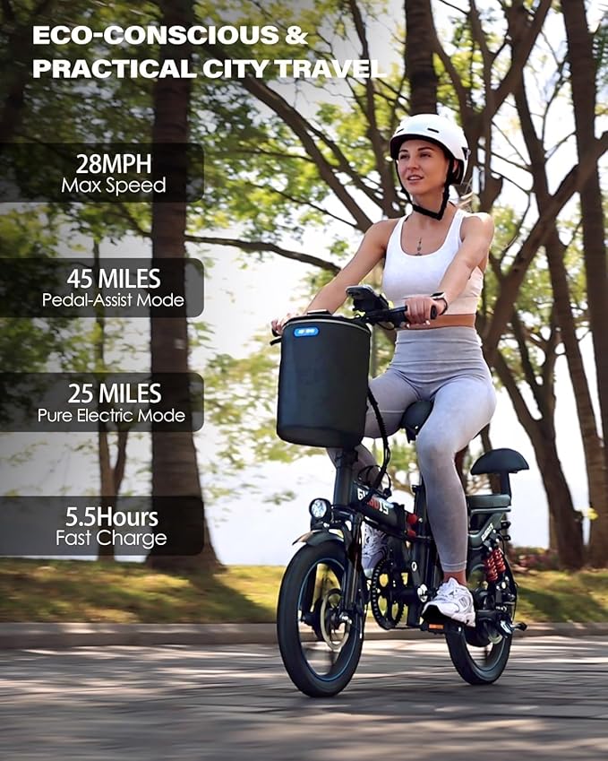 Electric Bike for Adults, 16"/20" Tire E-Bike with 750W/1000W Peak Motor, 48V Removable Battery, Up to 45/60 Miles Range & 28/30MPH, Folding Electric Bike for City and Outdoor Ride