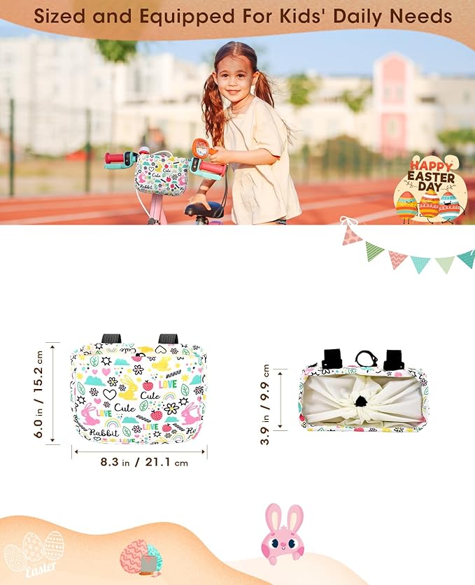 ANZOME Bike Basket for Girls, Children's Front Bike Decoration Accessory for Girls & Boys Gift Fits Most Children's Bikes Like Tricycle, Balance Bike, Scooter