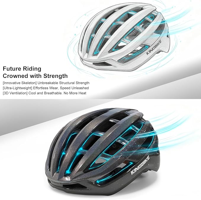 KINGBIKE Bike Helmet for Adult Men Women Youth Road Commute Mountain Cycling Helmets with Replaceable Padding Lightweight 2 Sizes 20.4"-24"(52-61cm)