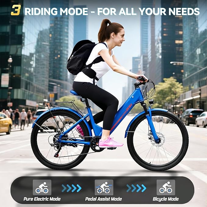 ZNH 750W|1000w Electric Bike for Adults, 48V 13Ah Removable Battery, 26" Electric Mountain Bike, Up to 60 Miles, 7-Speed Ebike, Hydraulic Suspension, LCD Display, UL2849 Certified, TUV