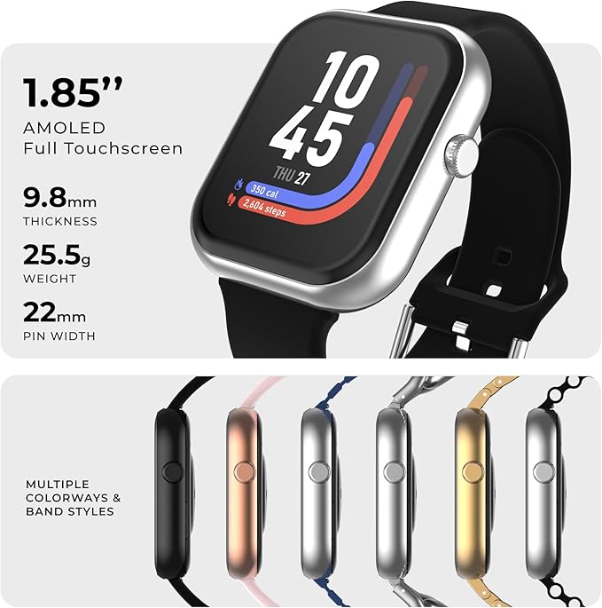 iTouch AIR 5 Smartwatch – 1.85” AMOLED Display, Bluetooth Calling, 100+ Sport Modes, Heart Rate, SPO₂, Stress & Sleep Tracking, IP68 Water Resistant, 7-Day Battery Life – for Android & iOS