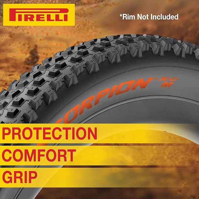 Pirelli Scorpion XC M Orange Label 60-622 (29x 2.4) MTB Bicycle Tire - Designed for Hardpacked Courses and Mixed Terrains, 120TPI and ProWall Casing- Mountain Bike Tire w/Keychain (2 Pk)