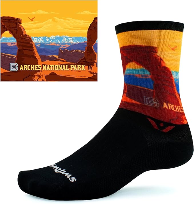 Swiftwick VISION IMPRESSION Crew, National Parks/States Edition, Running, Hiking and Cycling Socks