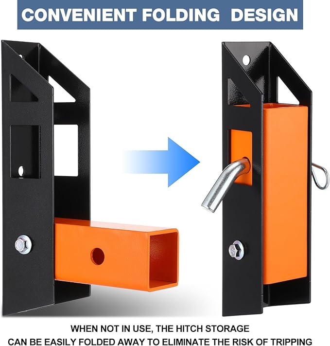 Hitch Wall Mount 2" Receiver Bike and Cargo Rack Storage Foldable Garage Organizer Holds up to 350 Lbs, Compatible with Trailer Hitch Bicycle, Ski Racks