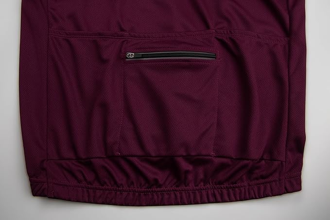 Men's Cycling Jersey Short Sleeves Bike Jersey 1/3 Zipper Solid Color Club Fit, Biking Cycling Shirt Zipper Pocket