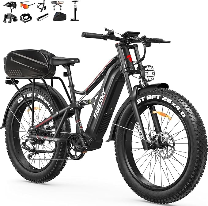 FREESKY 3500W BAFANG Motor Electric Bike for Adults, 48V 30Ah Samsung Cells Battery Ebike 120 Miles, 38+MPH, 26" Fat Tire Dirt All-Terrain Mountain E Bike, Full Suspension, UL 2849 Certified by TÜV