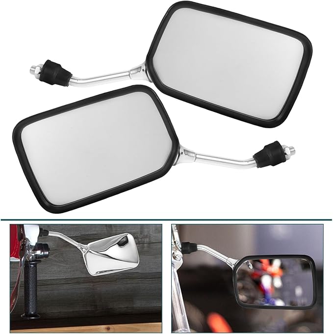 PRETYZOOM Adjustable Motorcycle Side Mirrors 10mm Convex Rear View Bike Mirrors Handlebar Mount Universal for Motorcycles Scooters and Atvs