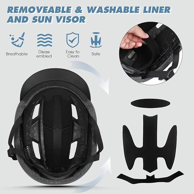 Bike Helmet, Shinmax Adult Cycling Helmet with USB Rechargeable LED Front and Back Light Bicycle Helmets for Men Women