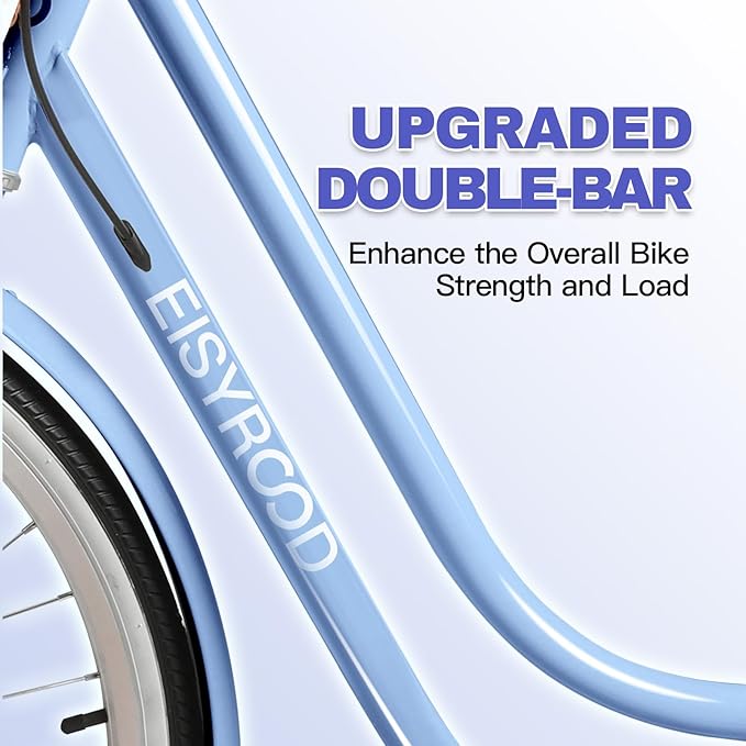 26 Inch Folding Beach Cruiser Bike for Women, 7-Speed Ladies Bike with Basket & Rack, Perfect for City Commuting's Bicycle, Ideal for Women and Adults
