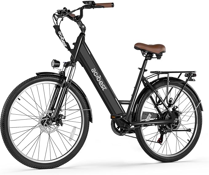 ACTBEST Electric Bike for Adults, Cores 26" Electric Commuter Bike Up to 28MPH 70 Miles, with Peak 1200W Motor, 48V 576Wh Removable Battery, 7-Speed City Cruiser Mountain E Bike for Commuting