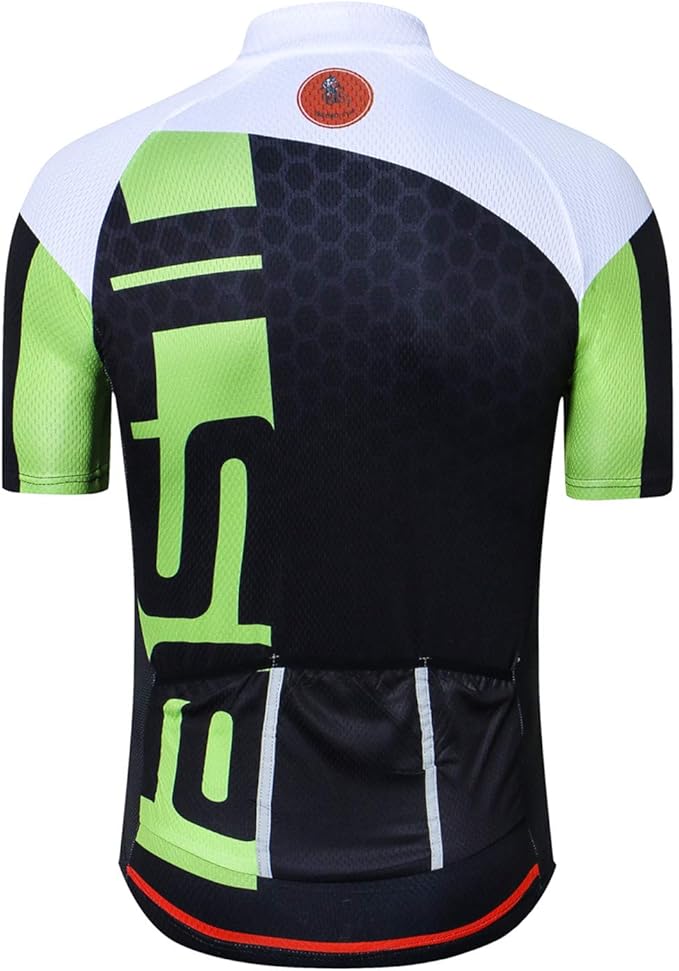 Cycling Jersey Men USA Summer Bike Short Sleeve 3-Pockets Breathable Quick-Dry Shirt S-3XL