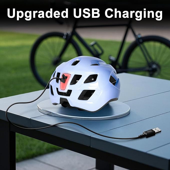 Bike Helmet Adult for Men, Lightweight Ebike Helmet with LED Light & Magnetic Goggles, USB Charging Cable Included, Cycling Helmet for Adult with Adjustable Dial Fit 22.8"- 24.4 "