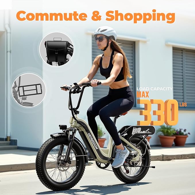 EUY Electric Bike for Adults with Peak 1500W Motor, 48V 20Ah Removable Battery Fast Ebike,Max 70Miles & 30MPH,20" x4.0 Fat Tire Commuting Electric Mountain Bike,7-Speed, Step-Thru Bicycle