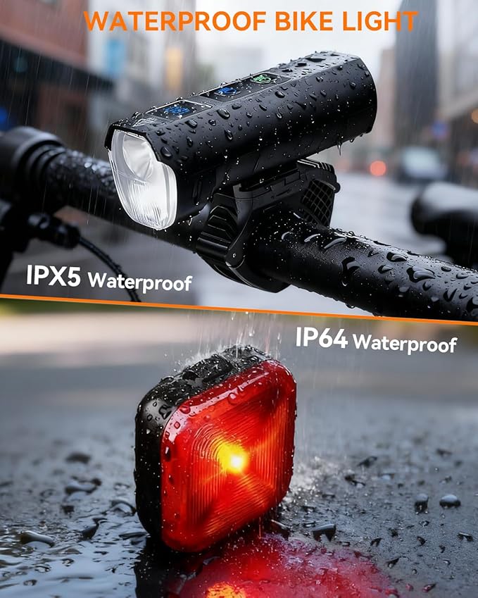 2026 New Bike Lights for Night Riding, 5000mAH Rechargeable Bicycle Lights Front and Rear, 11+5 Modes Bike Headlight & Tail Light Set, Super Bright Bike Front Lights, High Beam+Low Beam, Waterproof