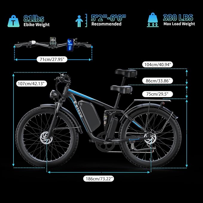 Electric Bike, Max 40-45MPH & 100 Miles, 5000W Peak Dual Motor Adult E-Bike, 52V 32Ah Battery Ebike, 24'' 26" Hydraulic Disc Brakes, Fat Tire All-Terrain Hunting Electric Bike, Full Suspension