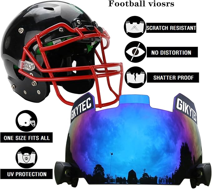 Football Helmet Visor, Scratch Resistant, for Helmet Fits Youth and Adult Football Helmets