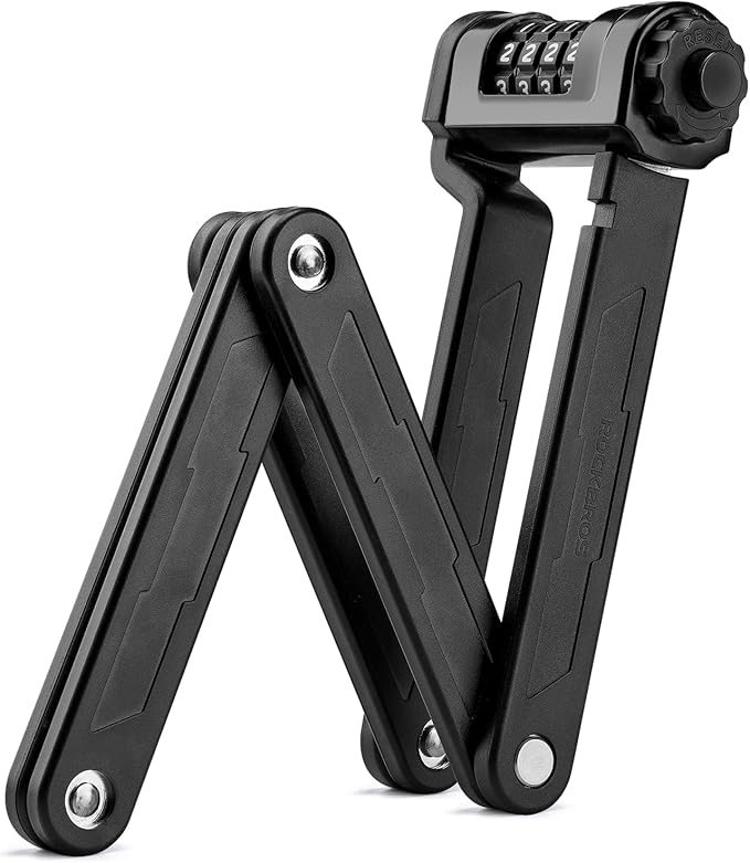 ROCKBROS Folding Bike Lock with Mount - Heavy Duty Anti Theft 4-Digit Foldable Lock