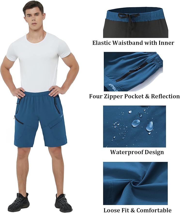 Men's Mountain Bike Shorts 3D Padded Baggy Bicycle Riding Cycling Shorts Quick Dry Lightweight Biking Shorts