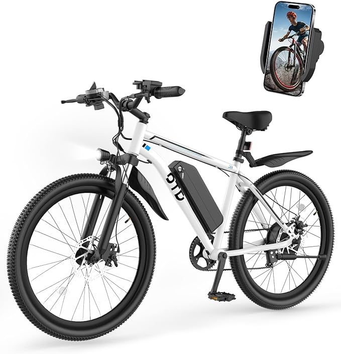 Electric Bike For Adults 1200W Peak Lightweight Mountain Ebikes,28MPH 26"x2.1" Fast Electric Bicycles,90 Miles PAS Long Range,48V 624Wh Removable Battery,7-Speed E-Bicycles with Mobile Phone Holder