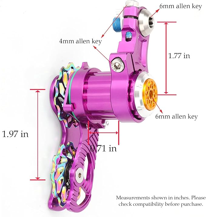 Single Speed Chain Tensioner Kit, CNC 6061 Aluminum Adjustable Tensioner with 11T Guide Pulley (Ceramic Bearing), Rear Derailleur Hanger Mount for Hardtail MTB, BMX, DJ & Folding Bikes