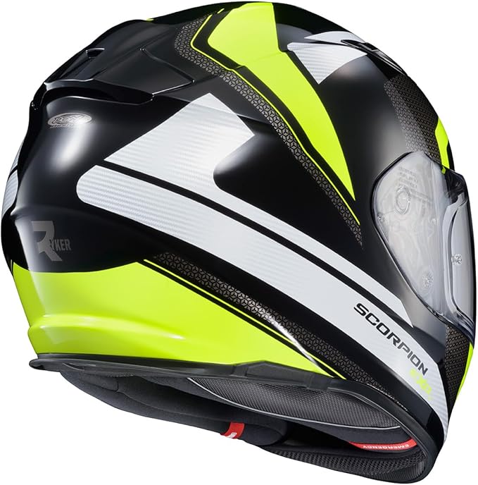 ScorpionEXO Ryzer Full Face Motorcycle Helmet with Pinlock Ready Shield with Integrated Speaker Pockets DOT ECE Approved Evolution (Hi-Viz - Large)