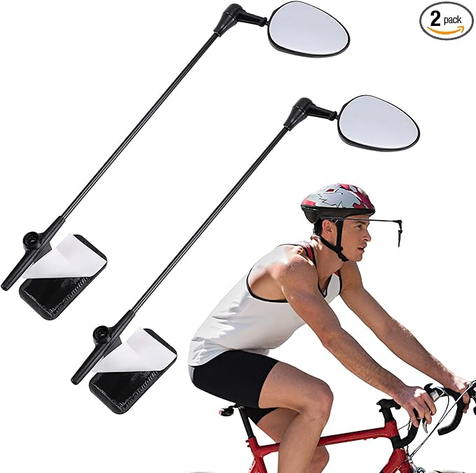 Accmor 2 Pack Bike Helmet Mirror, 360 Degree Adjustable Lightweight Bicycle Cycling Rear View Helmet Mirror for Cycling, Cycling Accessories