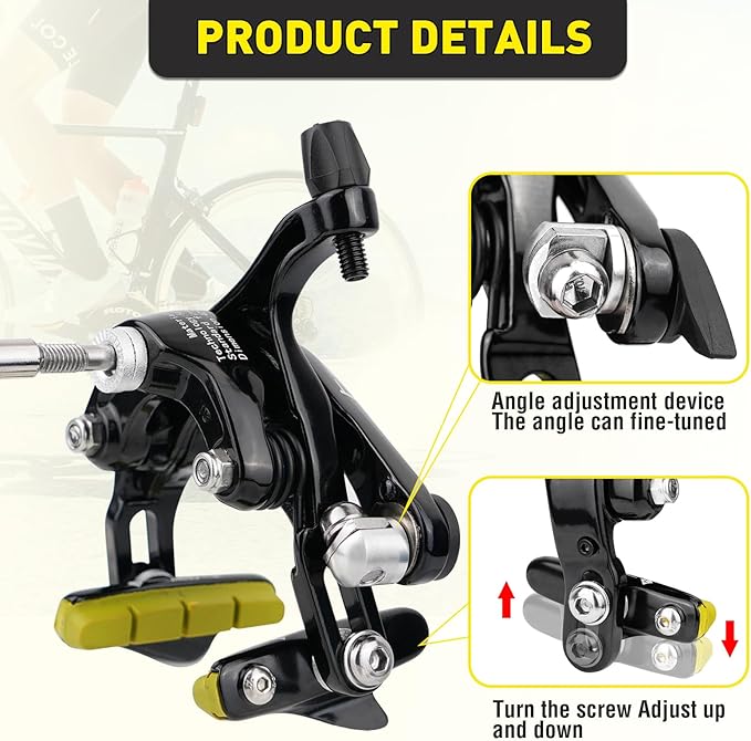 Dual Pivot C Brakes, Forged Aluminum Alloy Front and Rear Caliper Set, Road Bike Rim Brakes Compatible with 700c, Fits 19-26mm Rims, Max 30mm Tire Width, 2 Colors