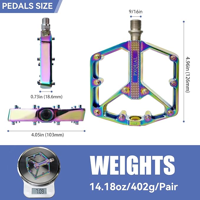 Mountain Bike Pedals MTB Bicycle Flat Pedals 3 Sealed Bearings Aluminum 9/16" Lightweight Platform for Road MTB