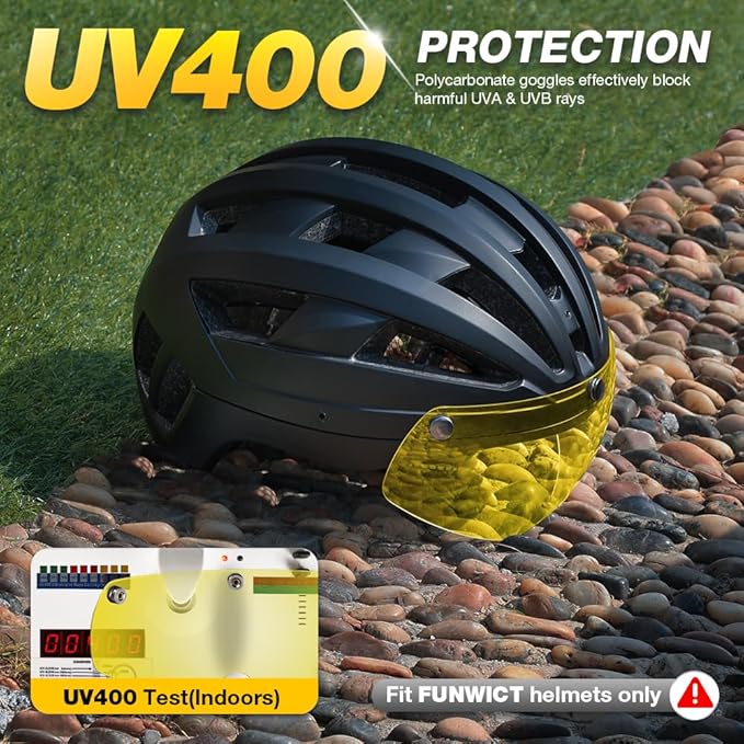 Magnetic Bike Helmet Goggles, Removable/Detachable Sun Visors Shield for Cycling Bicycle Helmet FW001