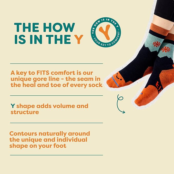 FITS Light Cushion Crew Socks, Sweat & Odor Resistant, Temperature Regulating Merino Wool Hiking Socks